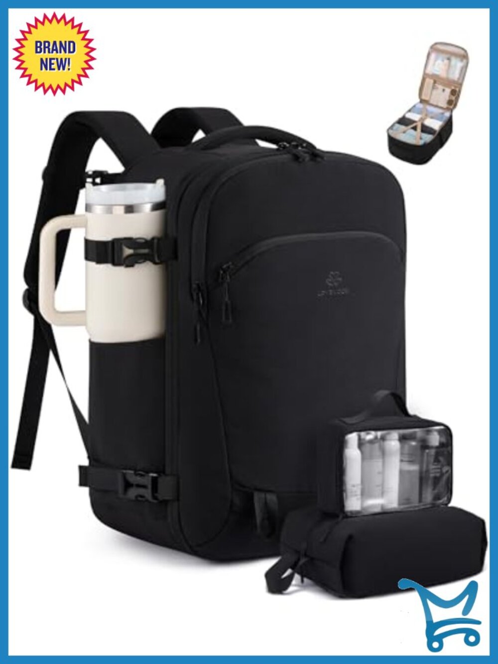 50L Travel Backpack Airline Approved Carry On with Packing Cubes Waterproof for
